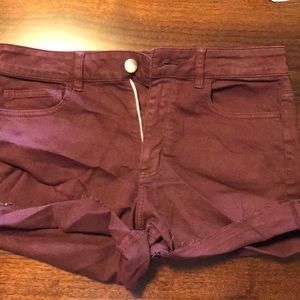 Maroon hi rise shorts
